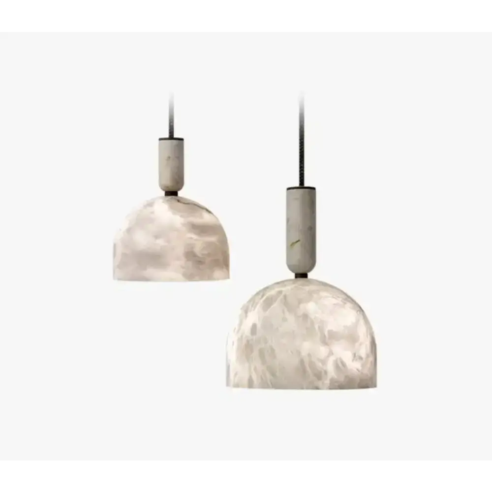 Alabaster Dome Pendant Light | Modern Hanging Ceiling Fixture - Lamps