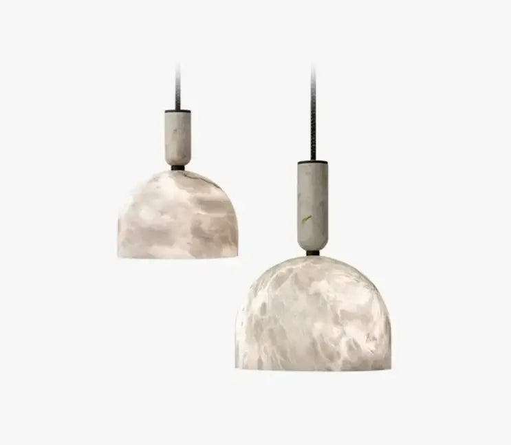 Alabaster Dome Pendant Light | Modern Hanging Ceiling Fixture - Lamps