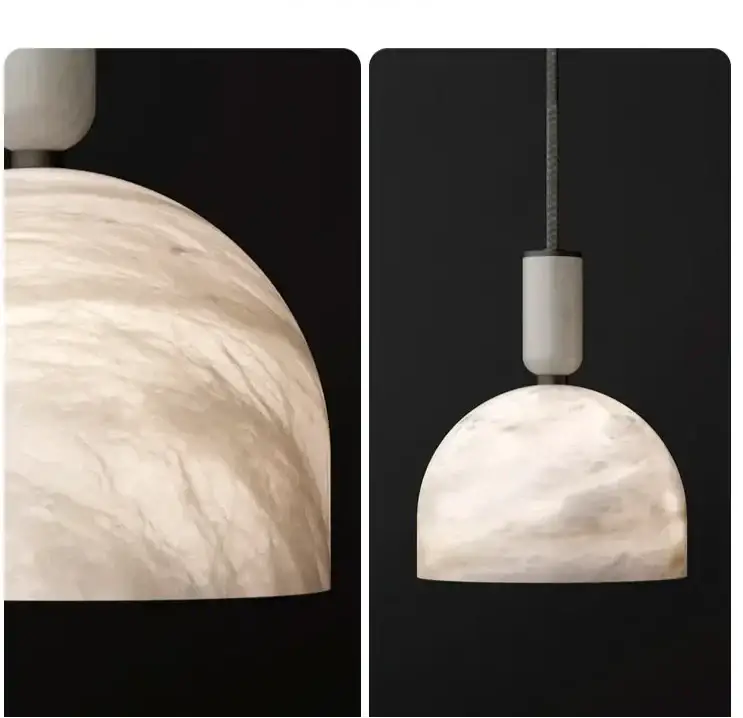 Alabaster Dome Pendant Light | Modern Hanging Ceiling Fixture - Lamps