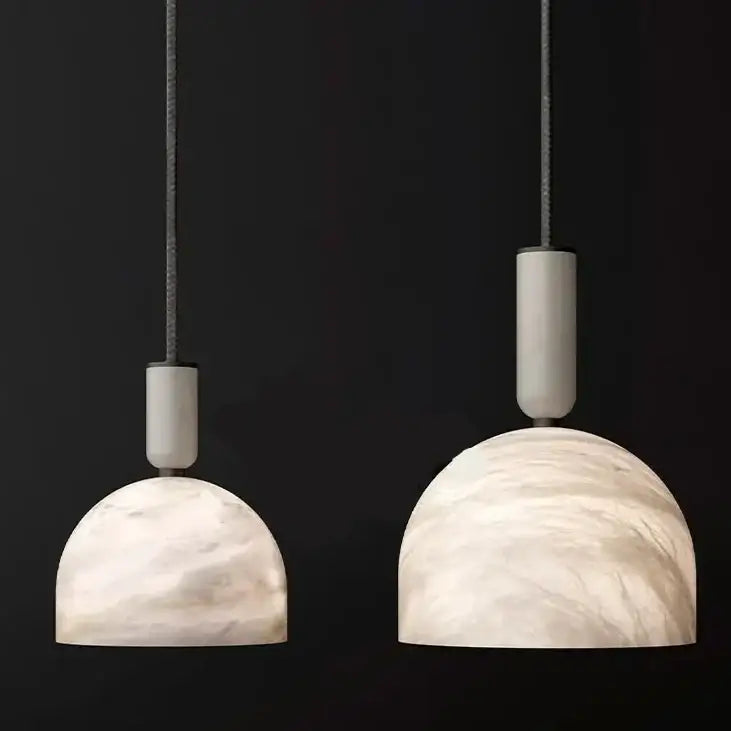 Alabaster Dome Pendant Light | Modern Hanging Ceiling Fixture - Lamps