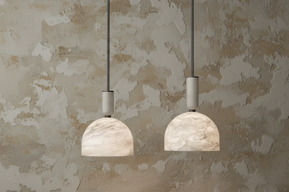 Spanish Alabaster Dome Pendant Light for Kitchen Island or Vanity | 14 Cm (5.5″) 18 (7.1″) Wide Casalola Lights Luxury