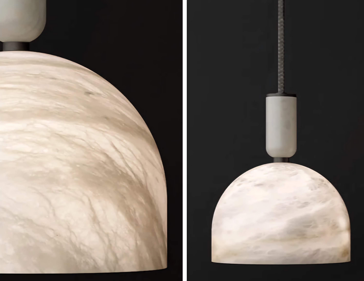 Spanish Alabaster Dome Pendant Light for Kitchen Island or Vanity | 14 Cm (5.5″) 18 (7.1″) Wide Casalola Lights Luxury