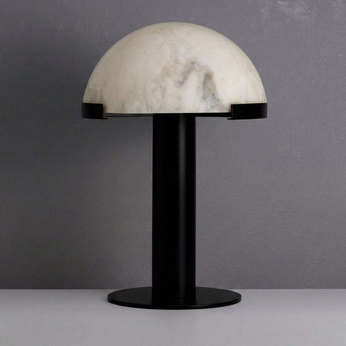 Alabaster and Black Table Lamp for Bedroom Living Room | Carved Dome Modern Minimalist Bedside Casalola Lights Luxury