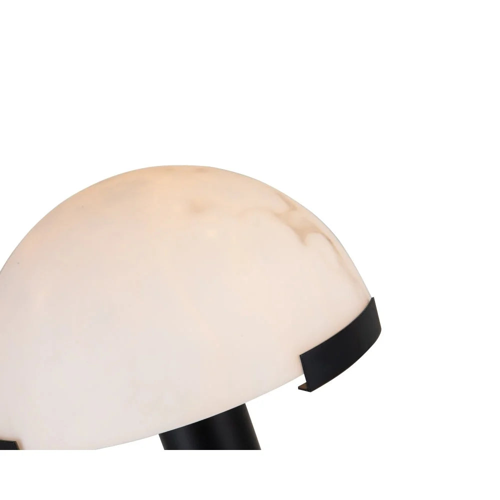 Alabaster and Black Table Lamp for Bedroom Living Room | Carved Dome Modern Minimalist Bedside Casalola Lights Luxury