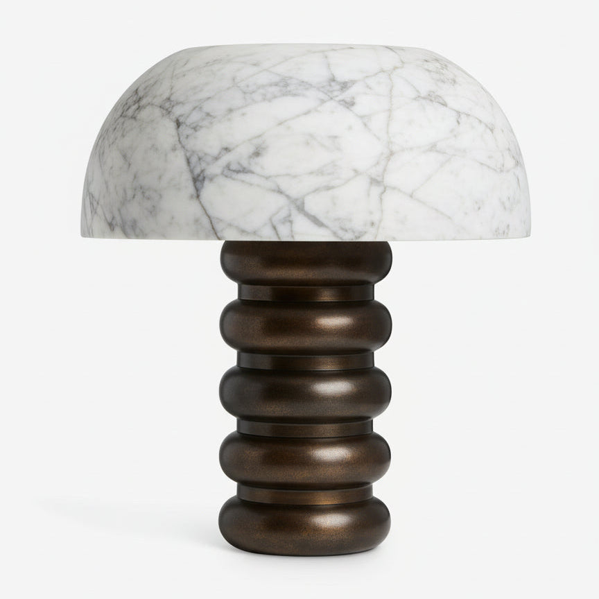 Alabaster Dome Table Lamp for Console and Living Room | Tiered Bronze Base Art Deco 39 Cm Casalola Lights Luxury Lamps