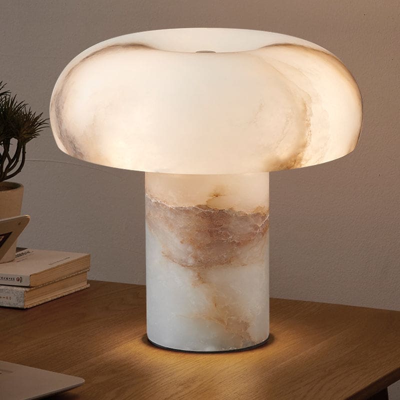 Alabaster Dome Table Lamp | Sculptural Designer Accent Light - Lamps