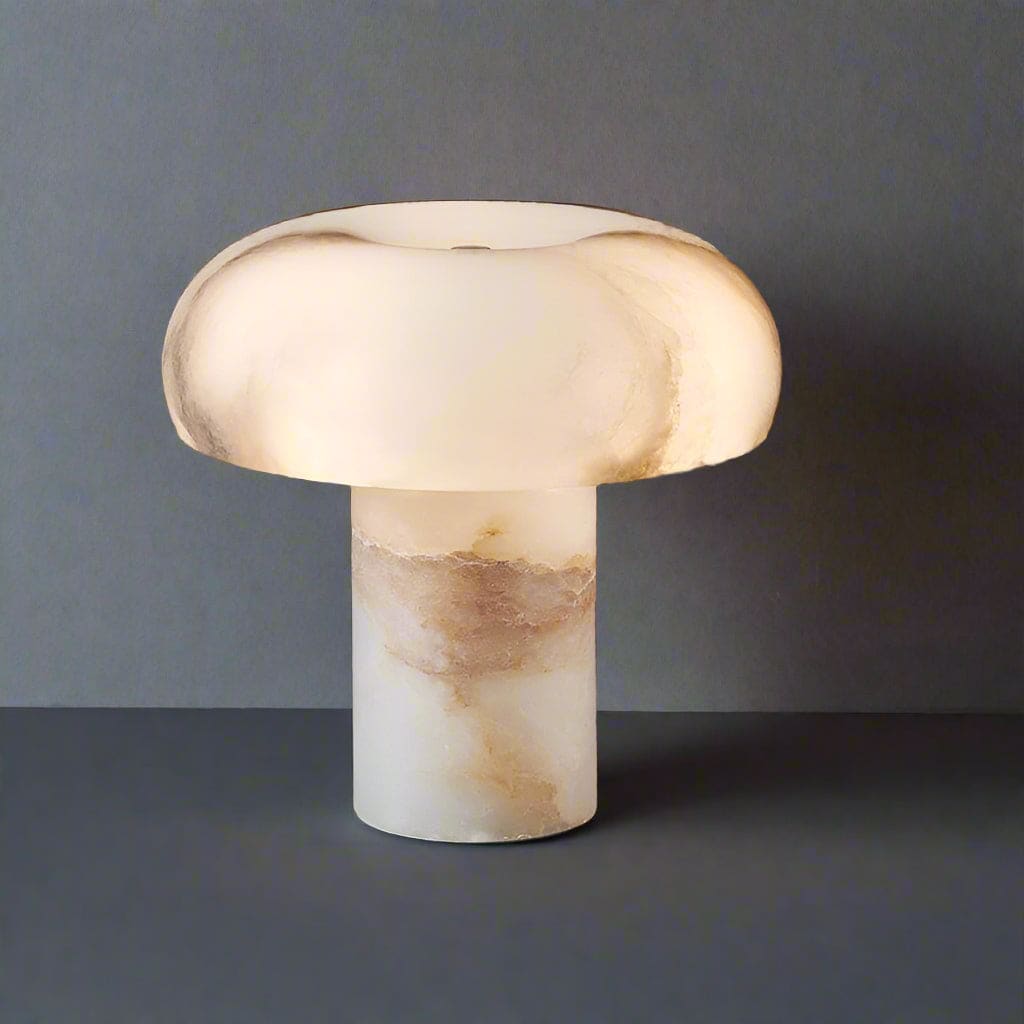Alabaster Dome Table Lamp | Sculptural Designer Accent Light - Lamps