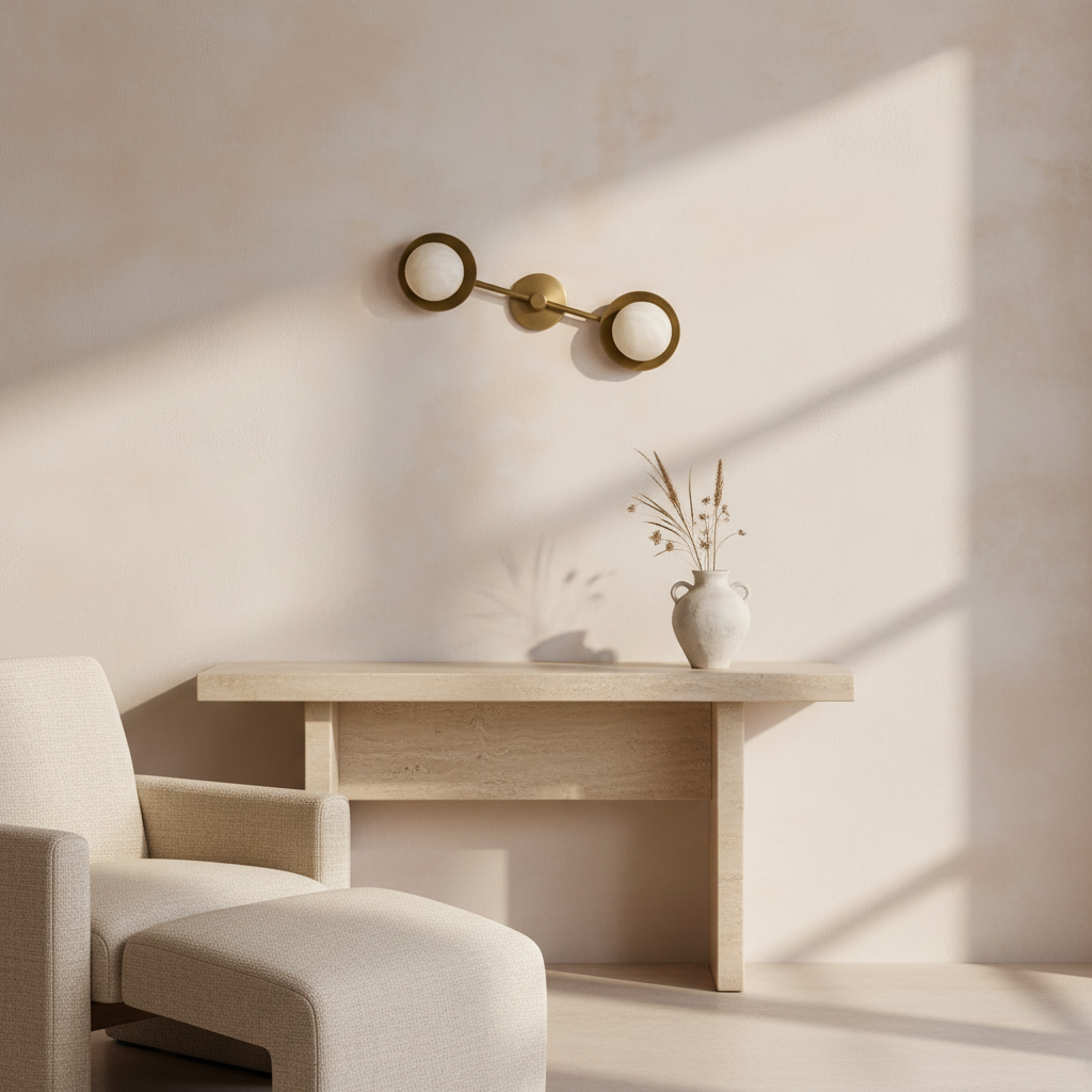 Double Alabaster Globe & Copper Wall Sconce | Twin Stone-globe Modern Minimalist Bath Bedroom Casalolalights Luxury