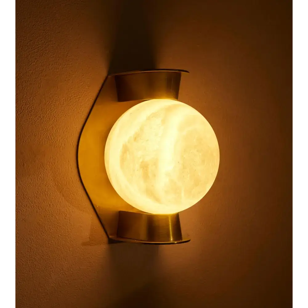 Alabaster Globe Wall Sconce – Sculpted Brass & Spanish Marble - Sconces