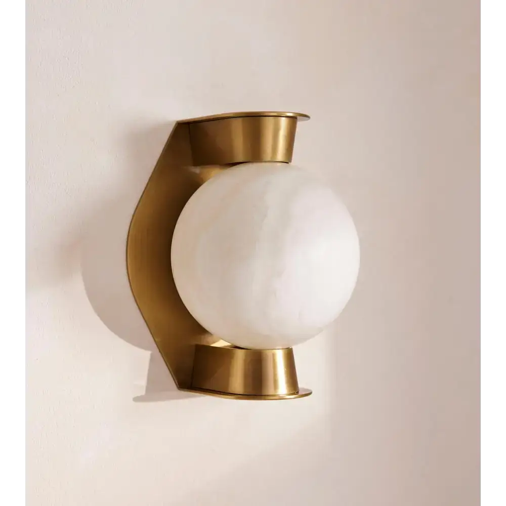 Alabaster Globe Wall Sconce – Sculpted Brass & Spanish Marble - Sconces