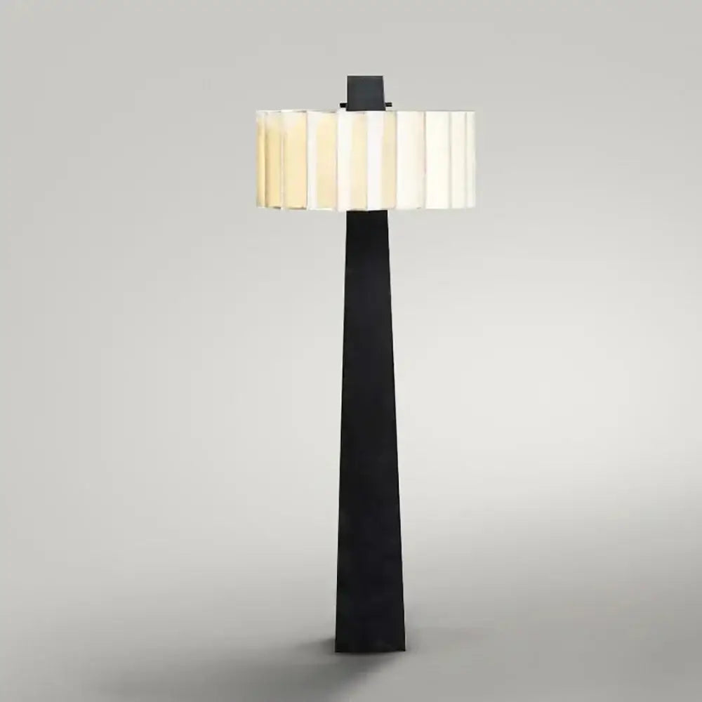 Luxury Floor Lamp for Living Room - Marble Lampshade & Black Iron Base - Lamps