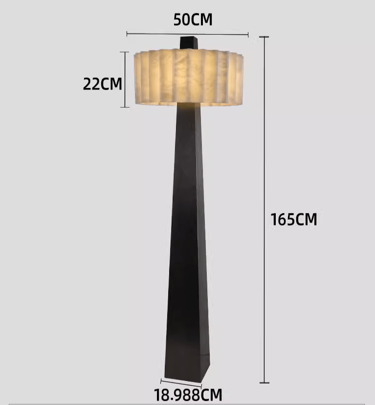 Luxury Floor Lamp for Living Room - Marble Lampshade & Black Iron Base - Lamps