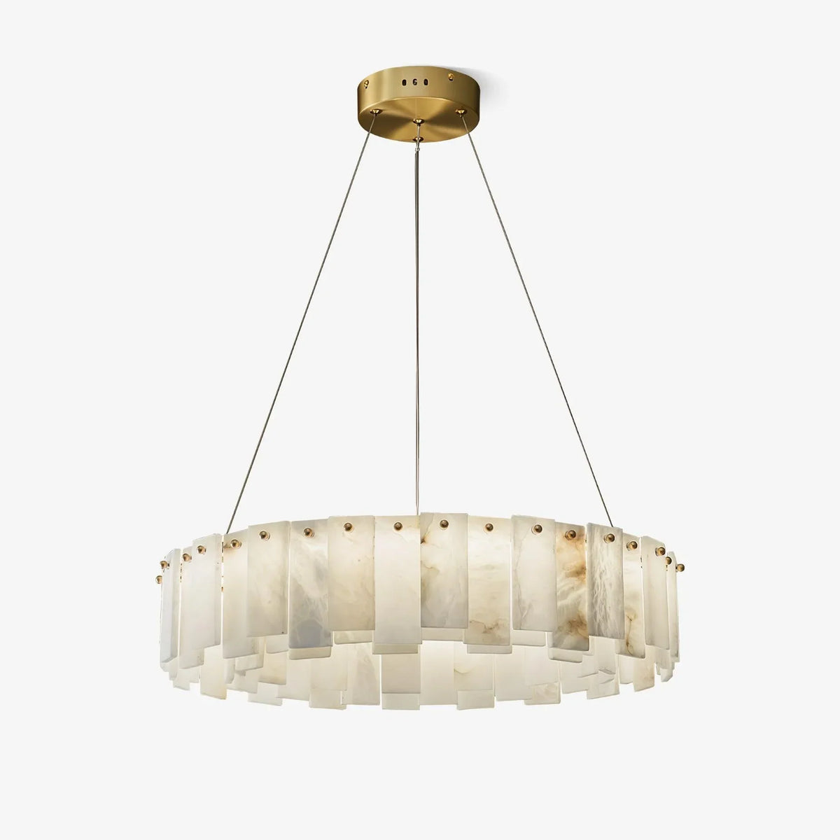 Alabaster Ring Chandelier for Dining Room | Brass Frame 18 24 31 or 39 Inch Wide 5.5 Profile Casalola Lights Luxury