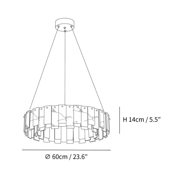 Alabaster Ring Chandelier for Dining Room | Brass Frame 18 24 31 or 39 Inch Wide 5.5 Profile Casalola Lights Luxury