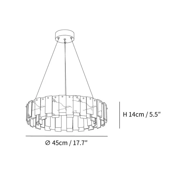 Alabaster Ring Chandelier for Dining Room | Brass Frame 18 24 31 or 39 Inch Wide 5.5 Profile Casalola Lights Luxury