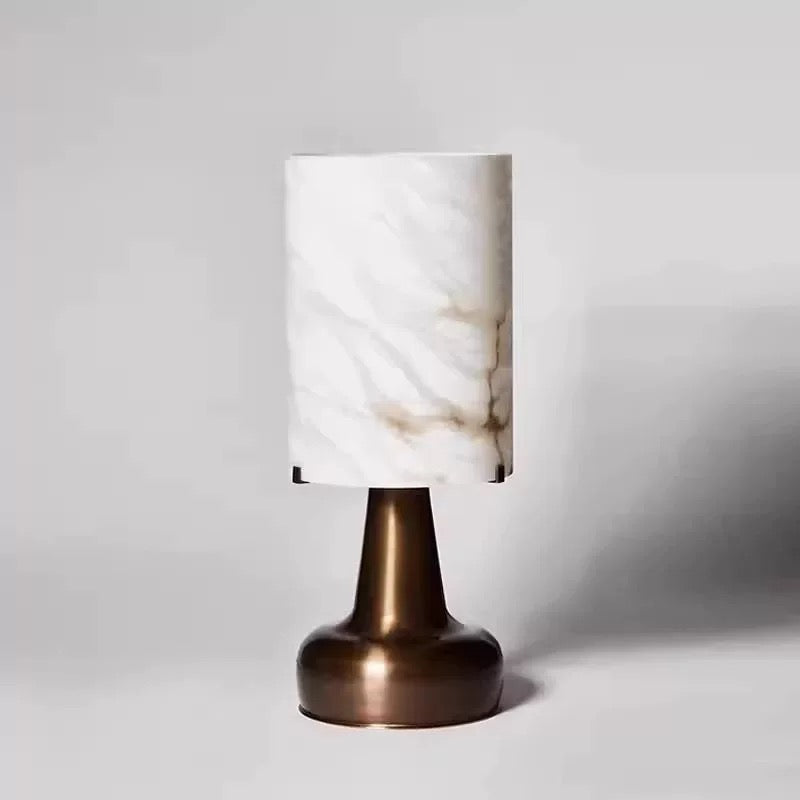 Alabaster Cylinder Table Lamp for Bedside and Console | Bronze Base Mid-century 48 Cm Casalola Lights Luxury Lamps