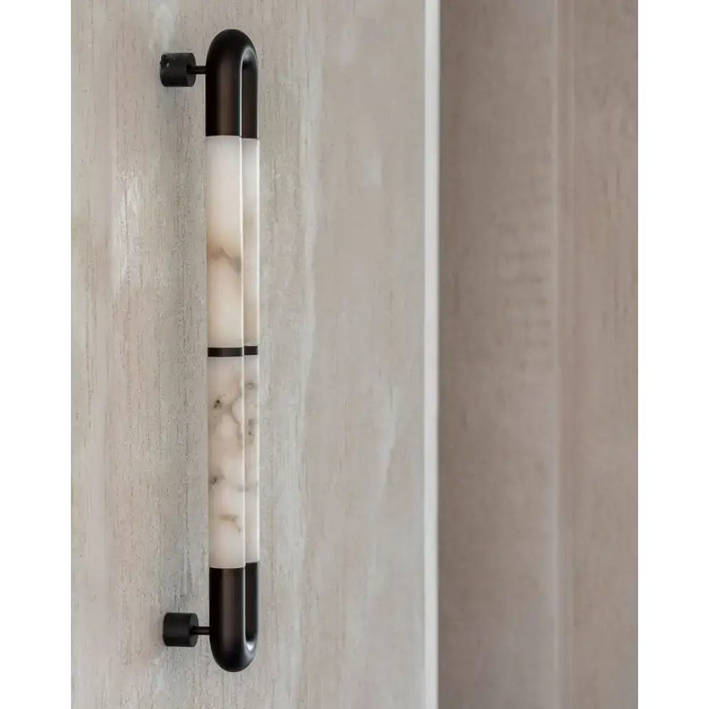 Alabaster Tube Wall Sconce – Black Stainless Steel for Bathroom & Hallway - Sconces