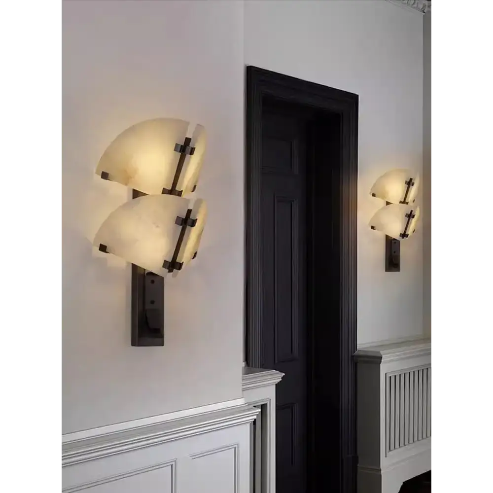 Alabaster Half-dome Wall Sconce | Italian Bedside Accent Light - Sconces