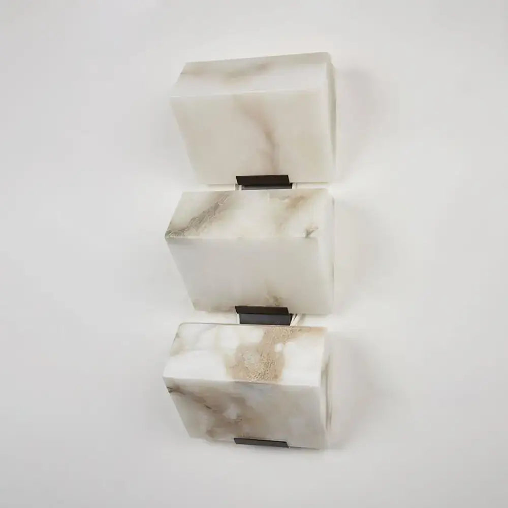 Cubist Alabaster Wall Sconce | Vintage French Accent Lighting - Sconces