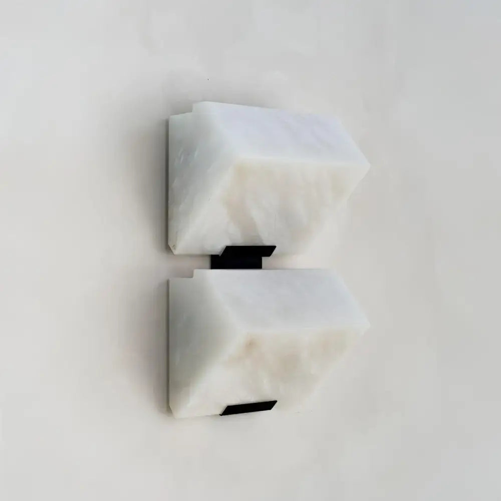 Cubist Alabaster Wall Sconce | Vintage French Accent Lighting - Sconces
