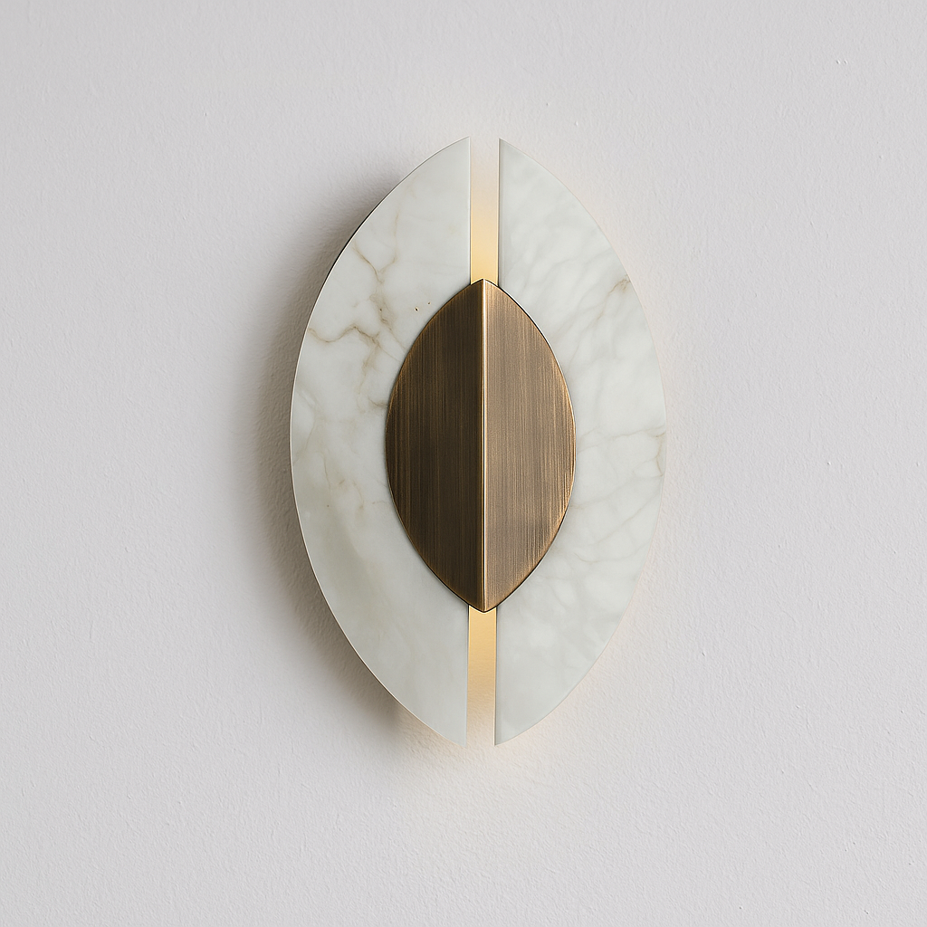 Genuine Alabaster Wing Wall Sconce Brushed Brass | Low Profile Hallway Light Bedroom Pair G9 2700k Casalola Lights