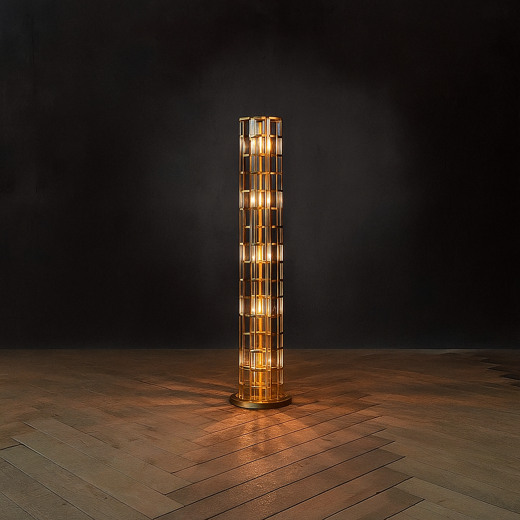 Amber Crystal 10 Light Floor Lamp Copper Frame | 155cm Art Deco Column E12 Lamps Dimmable Option Casalola Lights Luxury