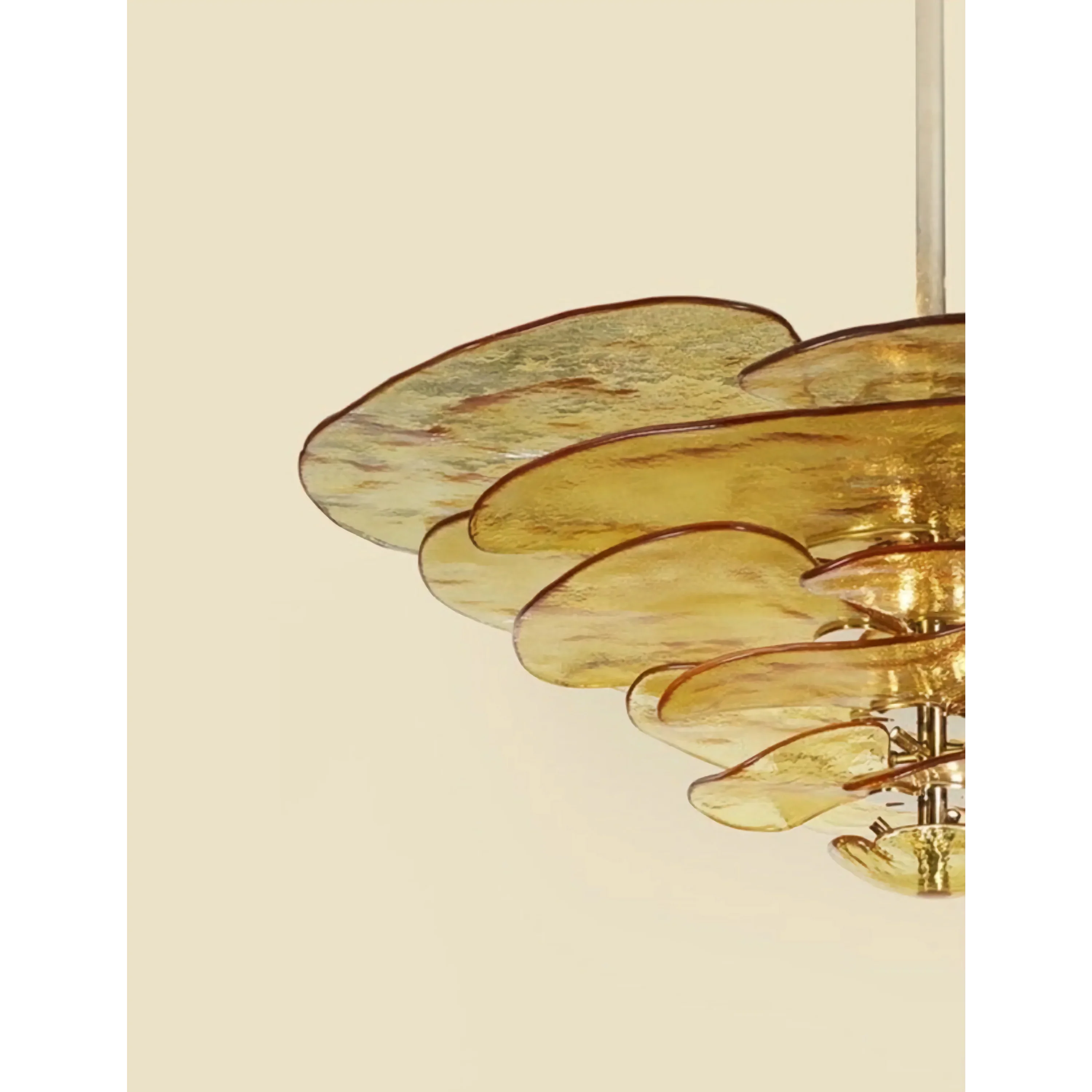 Lilypad Murano Glass Petal Chandelier in Gold Iron | Modern Luxury Ceiling Light for Dining Room & Living