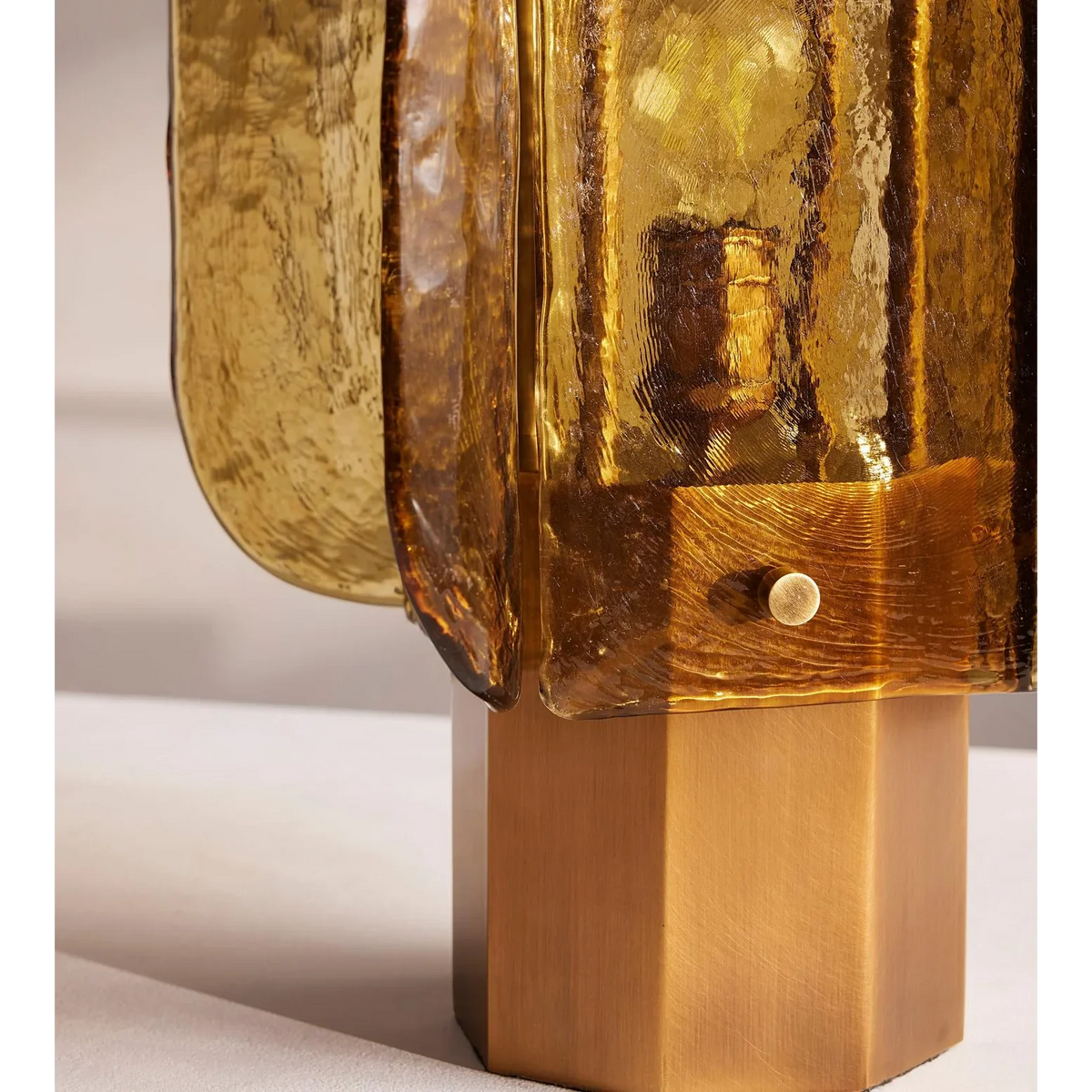 Amber Glass Table Lamp for Living Room and Office Desk | Layered Panels Art Deco Modern Dimmable Option Casalola Lights