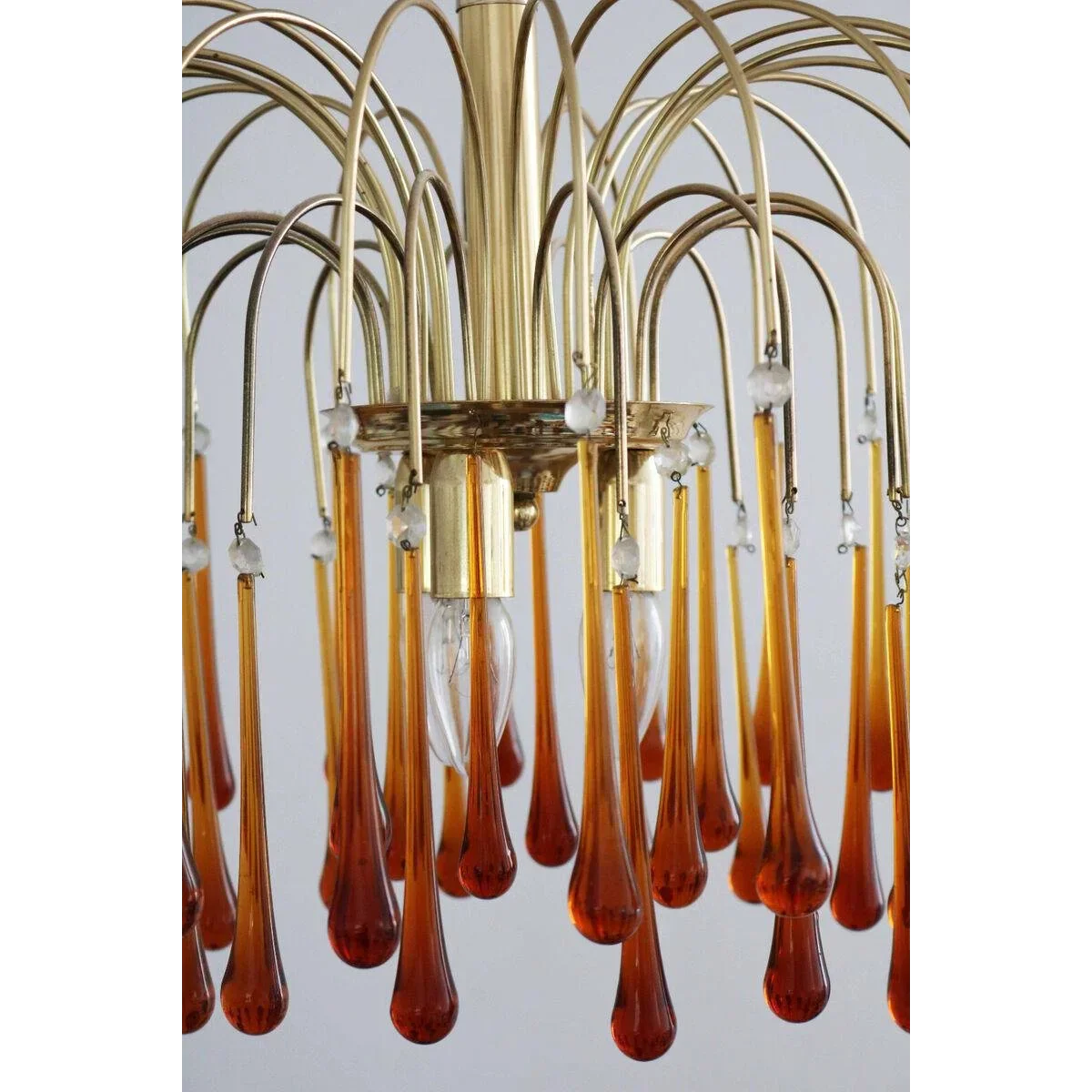 Amber Glass Chandelier 60-80cm | Murano-style Teardrop & Crystal Gold Light Dining Room Foyer Casalolalights Luxury