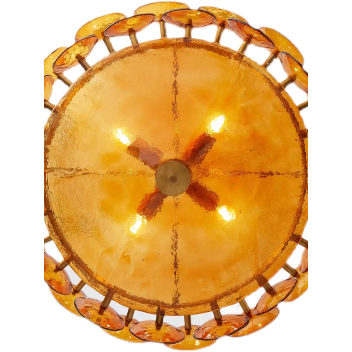 Amber Glass Chandelier for Dining Room | Murano-style Hand Blown Discs Solid Brass 24 31 or 37 in Wide Casalola Lights