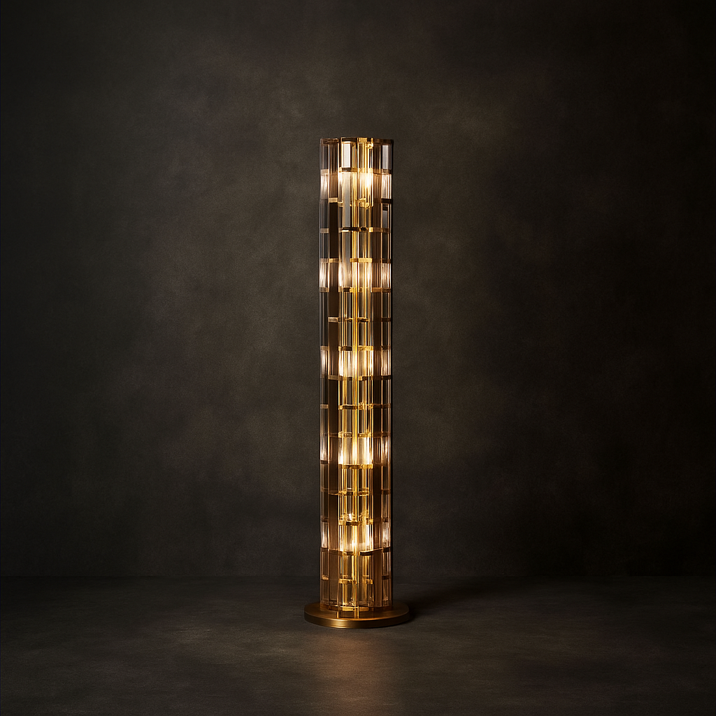 Amber crystal rod floor lamp full view