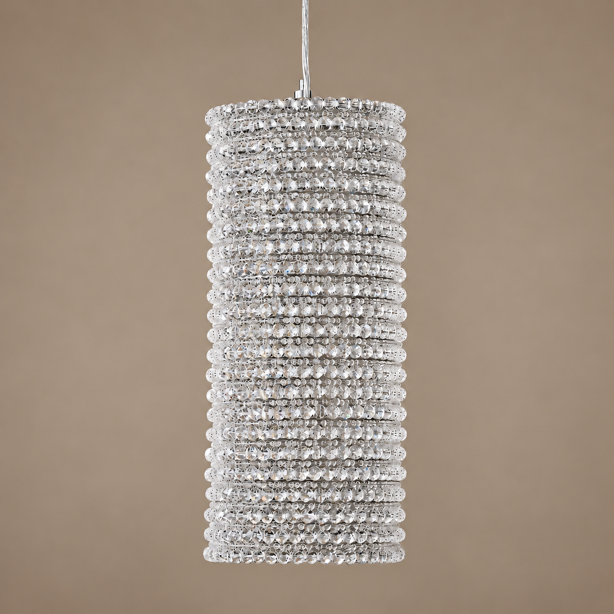 K9 Crystal Column Pendant Clear | Bright Silvery Sparkle Short or Tall for a Stairwell Island Casalola Lights Luxury