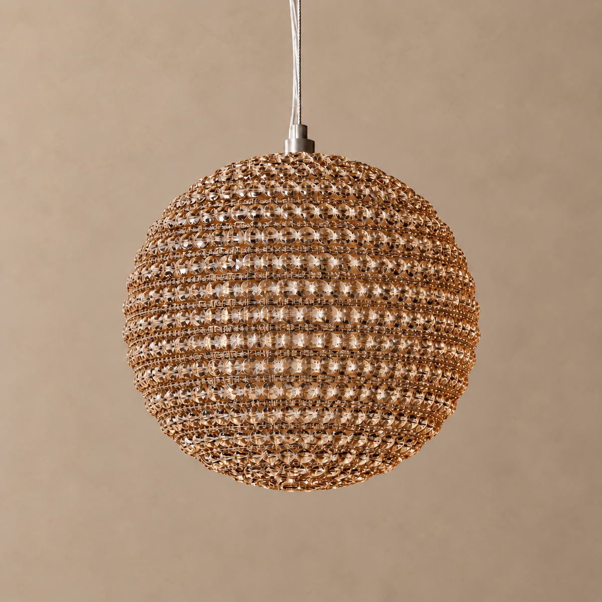 K9 Crystal Globe Pendant Amber | Faceted Sphere with no Harsh Glare Small or Extra Large Honey Glow Casalola Lights