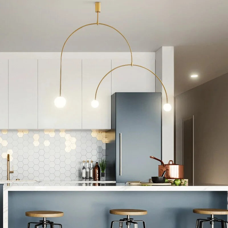 Black Arc Pendant Lights | Minimalist Curved Hanging Lamp or Gold Dining Table & Kitchen Island Casalolalights Luxury