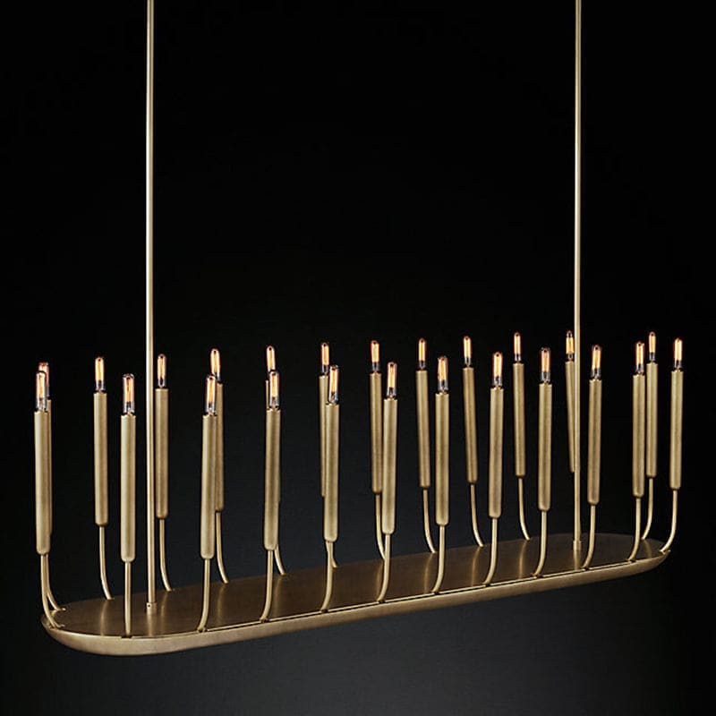 Architectural Candle-style Chandelier | Linear Copper Dining Fixture - Chandeliers