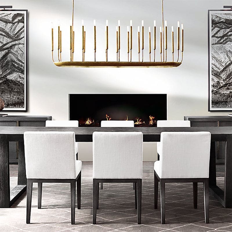 Architectural Candle-style Chandelier | Linear Copper Dining Fixture - Chandeliers