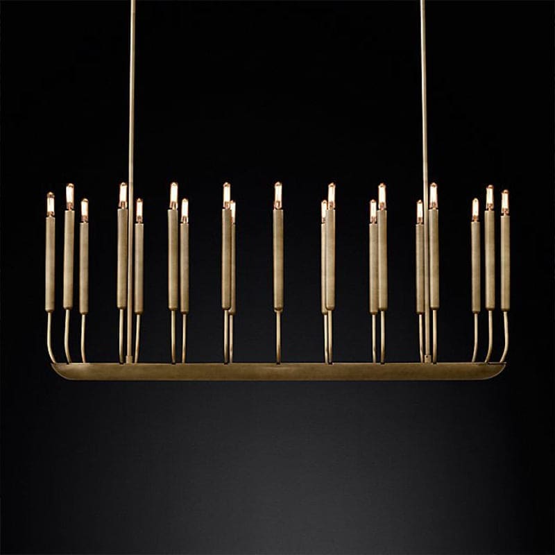Architectural Candle-style Chandelier | Linear Copper Dining Fixture - Chandeliers