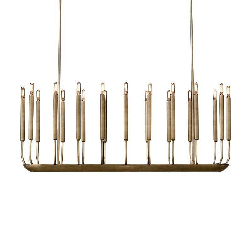 Architectural Candle-style Chandelier | Linear Copper Dining Fixture - Chandeliers