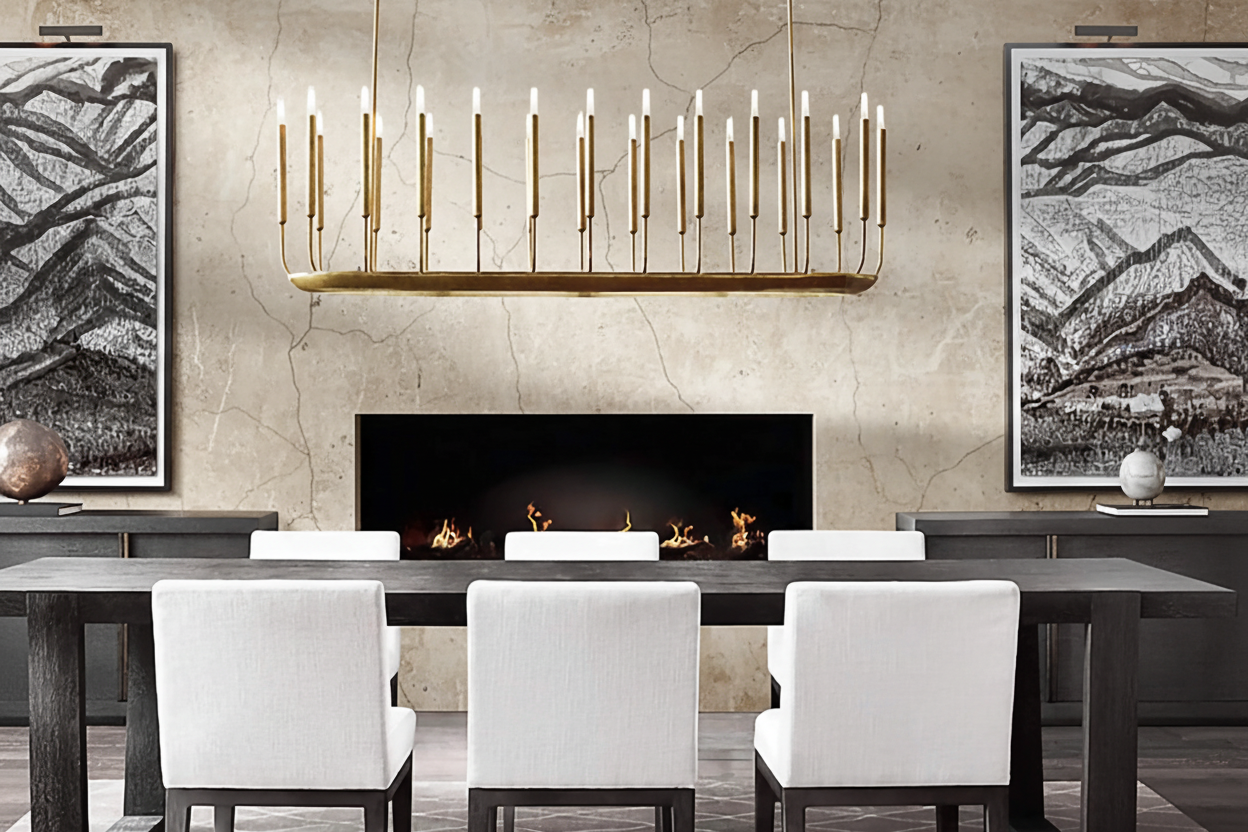 Linear Copper Chandelier – 20/24-light Modern Dining Fixture Casalolalights Luxury Lamps for Interior Designers