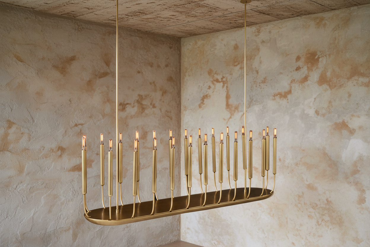 Linear Copper Chandelier – 20/24-light Modern Dining Fixture Casalolalights Luxury Lamps for Interior Designers
