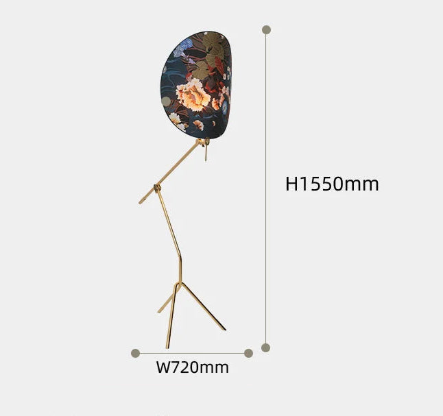 Akira Brass Floral Screen Art Deco Floor Lamp | Kyoto Atelier Hana Adjustable Ul-listed Led-ready