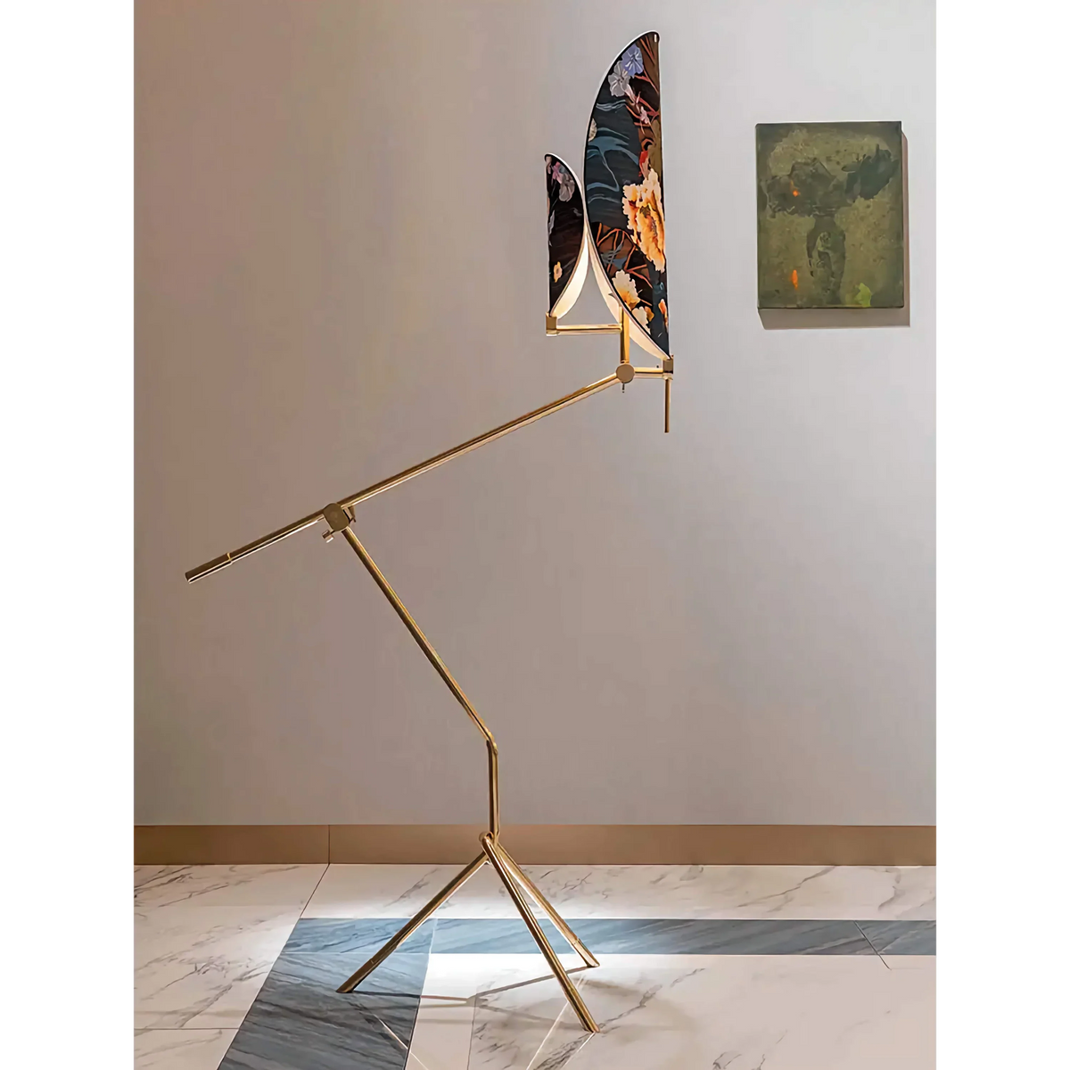 Art Deco Botanical Glass Floor Lamp | Twig-frame Printed-glass Eclectic Living Room & Lounge Casalolalights Luxury