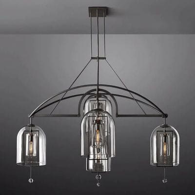 Art Deco Glass and Copper Chandelier for Living Room | Gold & Black Finish | Casalola Lights - Chandeliers