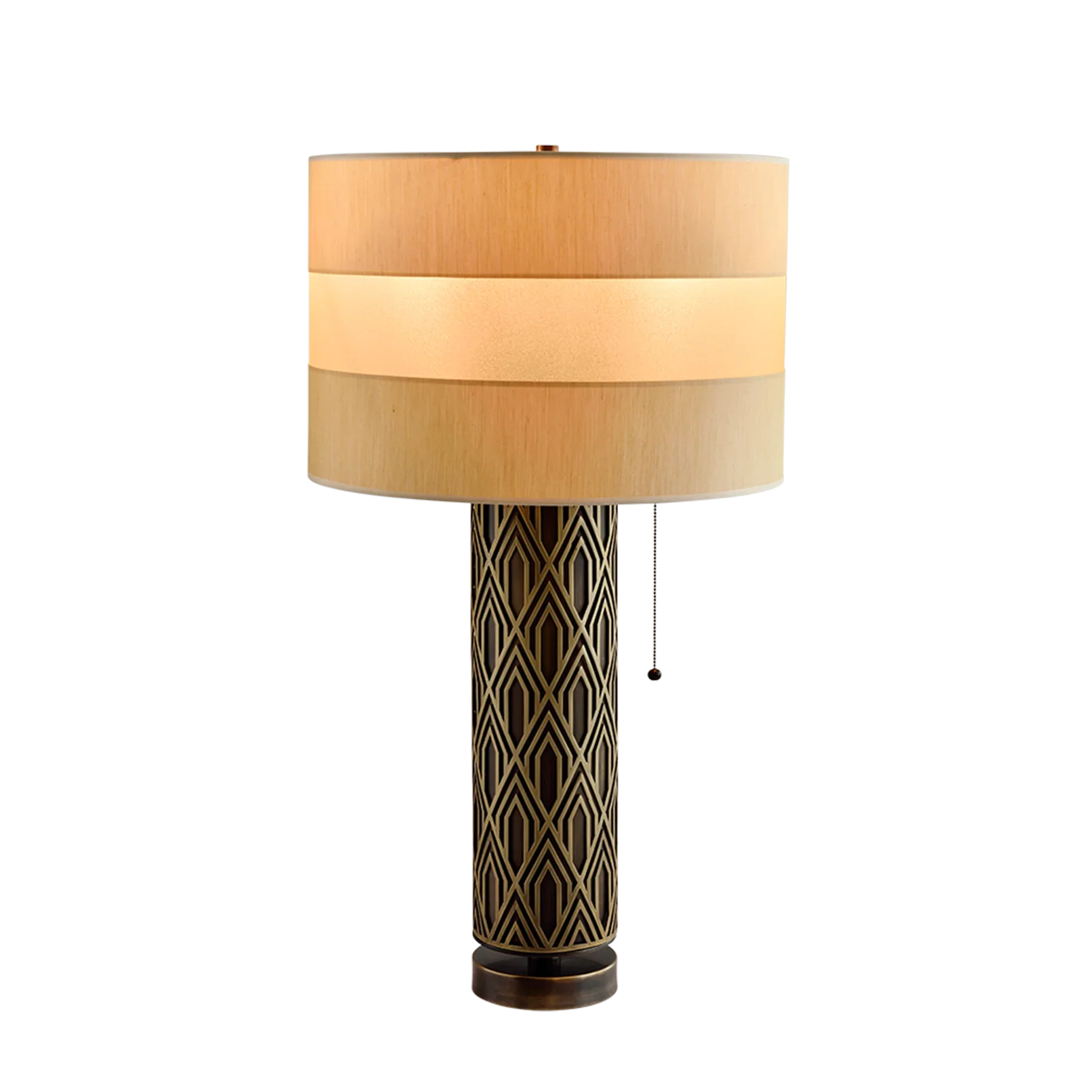 Art Deco Table Lamp with Geometric Stainless Steel Base – Vintage Glamour for Living Room or Bedroom