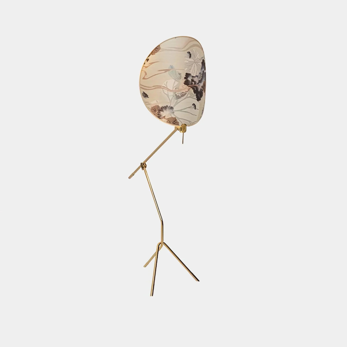 White Floral Floor Lamp Brass-finish Iron | Reading-corner Light Art Deco Wide Fabric Shade Casalola Lights Luxury