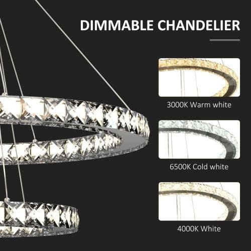 Luxury 2-rings Crystal Chandelier | Modern Light | Ceiling Lamp for Living Room - Chandeliers