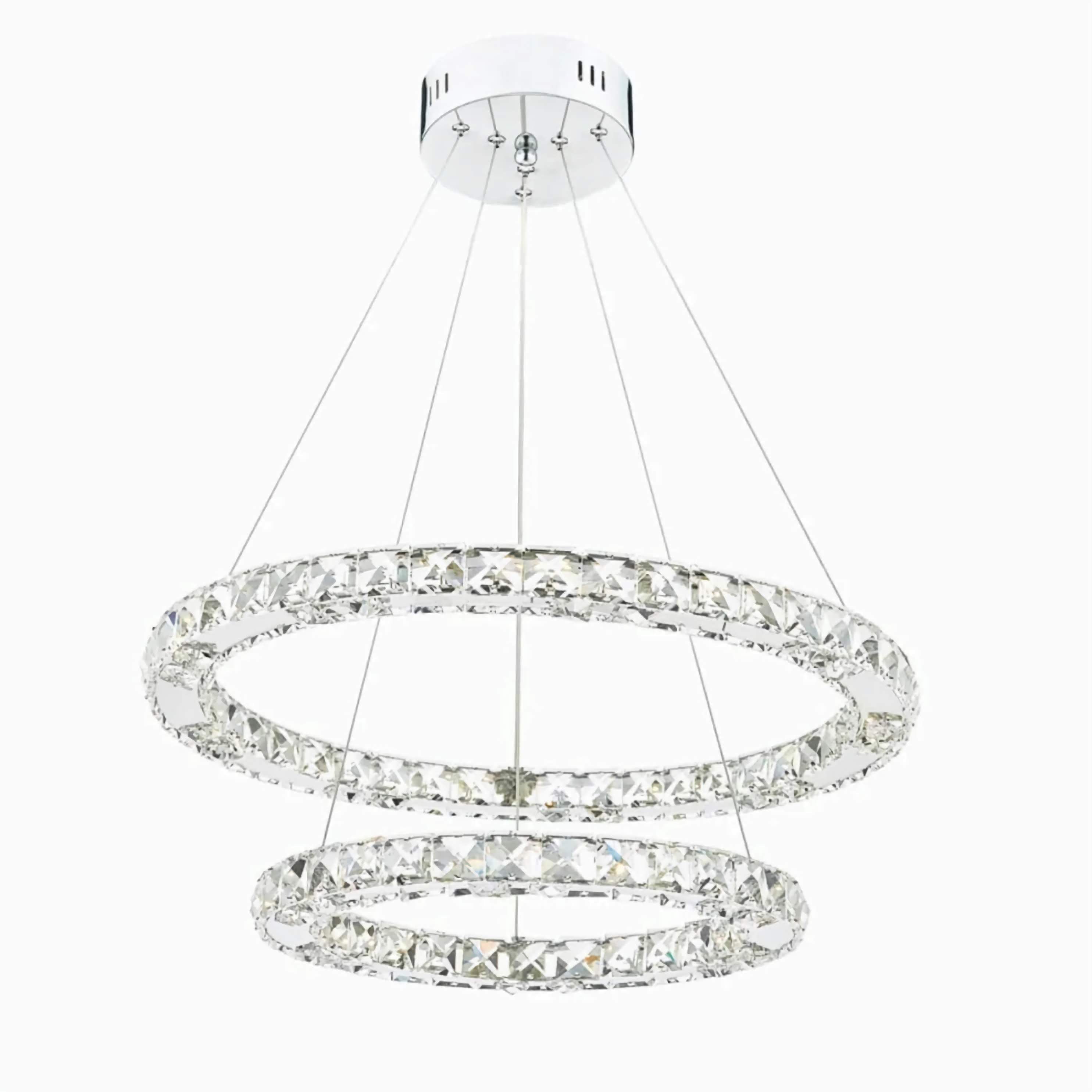 Luxury 2-rings Crystal Chandelier | Modern Light | Ceiling Lamp for Living Room