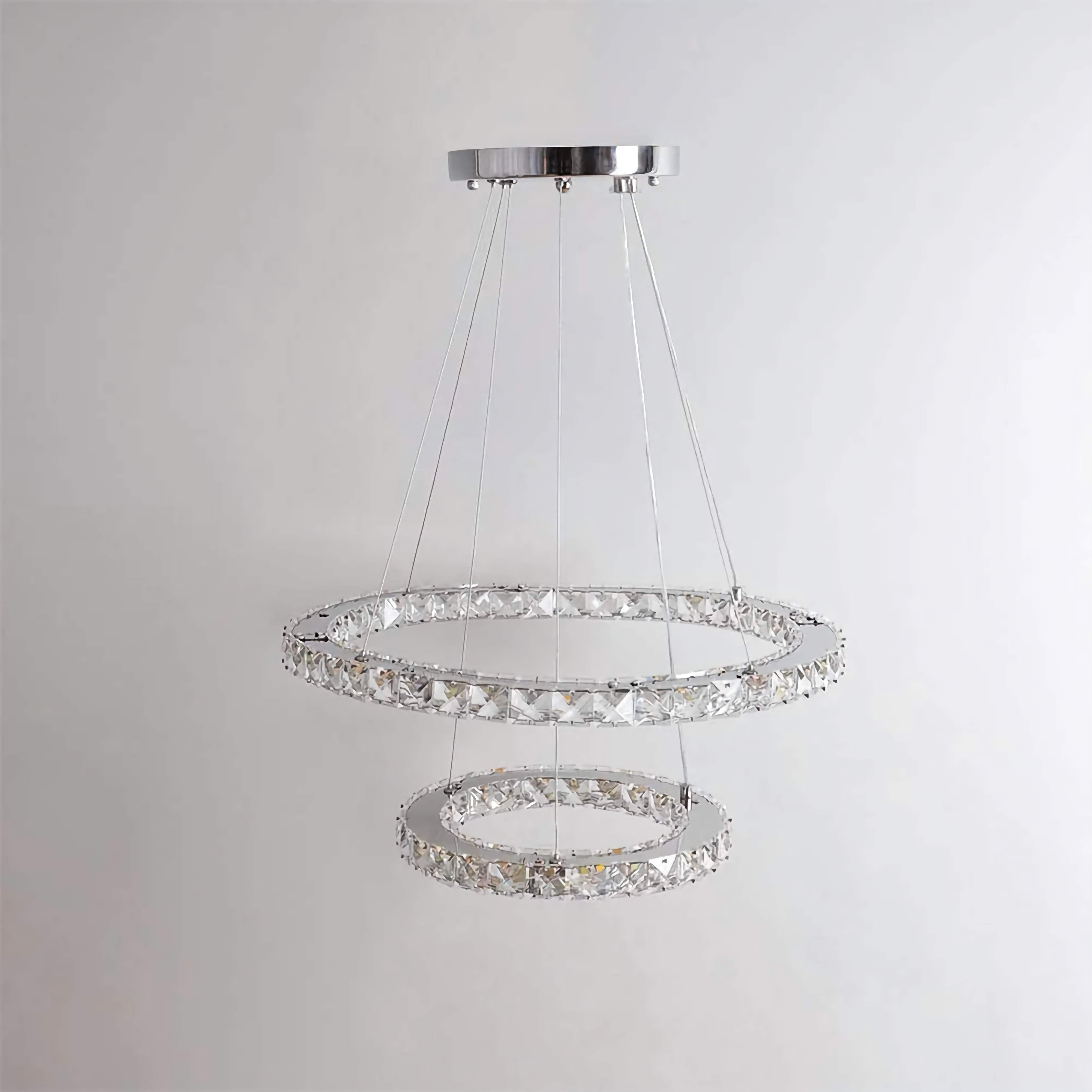 Luxury 2-rings Crystal Chandelier | Modern Light | Ceiling Lamp for Living Room
