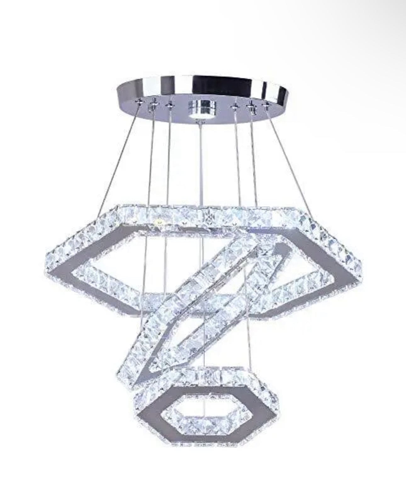 Silver Crystal Chandelier with Three Rings - Unparalleled Luxury for your Living Room Hotel - Chandeliers