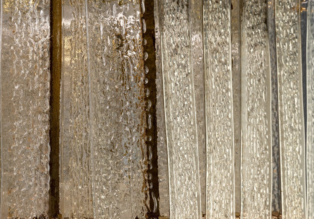 Hand Blown Clear Glass and Solid Brass Chandelier Modern Dining Room or Entryway Statement Ceiling Light Casalolalights